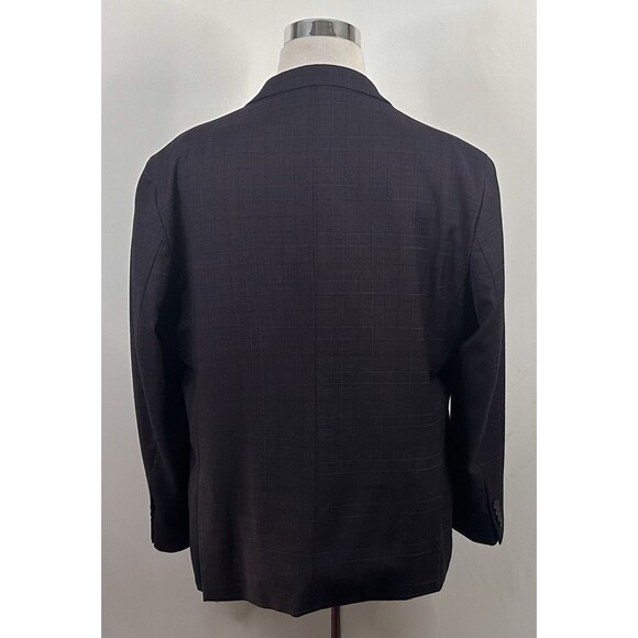 Kenneth Cole 48R Slim Fit Sport Coat Wool Blend Dark Red Plaid Two Button Vented - Picture 6 of 8